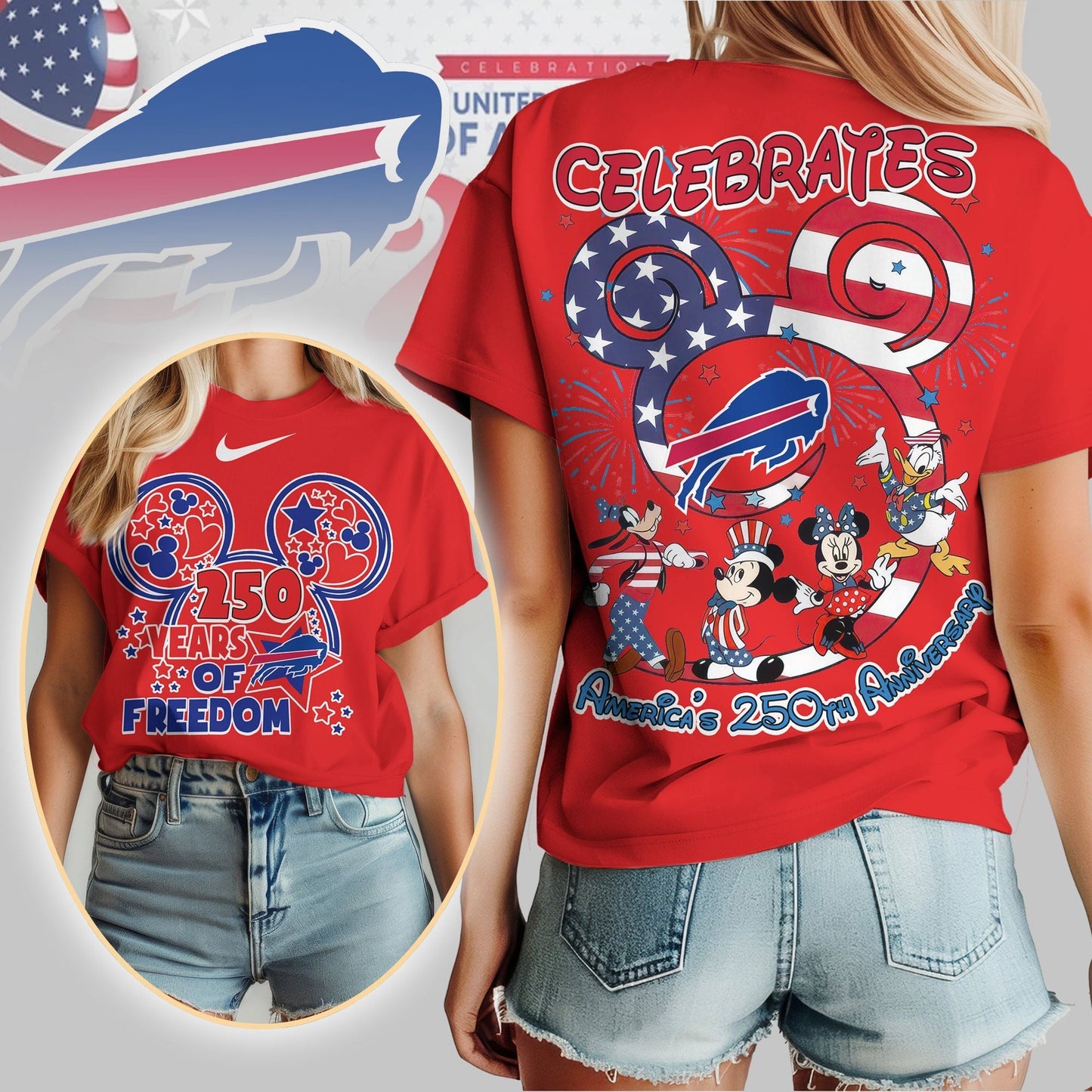 Premium NFL X BB Mouse  Celebrates America 250th Anniversary Women Shirt NDT LVH