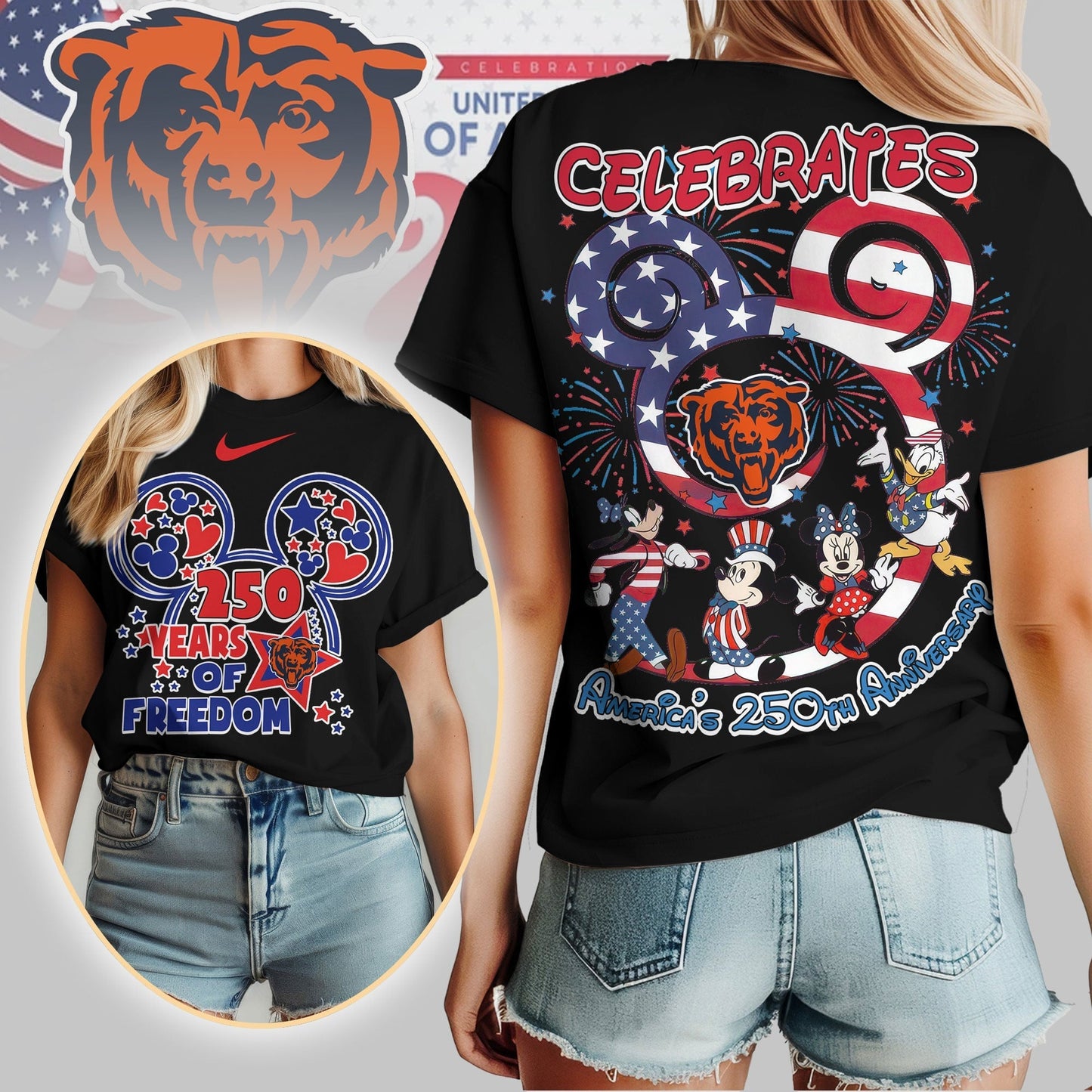Premium NFL X CB1 Mouse  Celebrates America 250th Anniversary Women Shirt NDT LVH