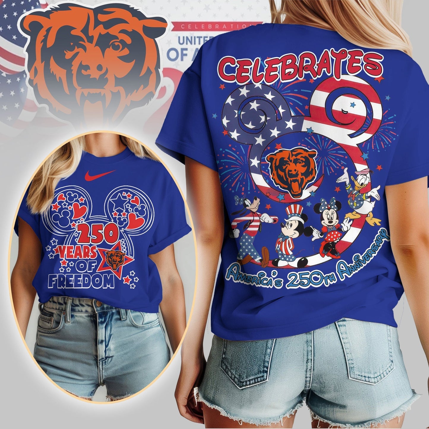 Premium NFL X CB1 Mouse  Celebrates America 250th Anniversary Women Shirt NDT LVH