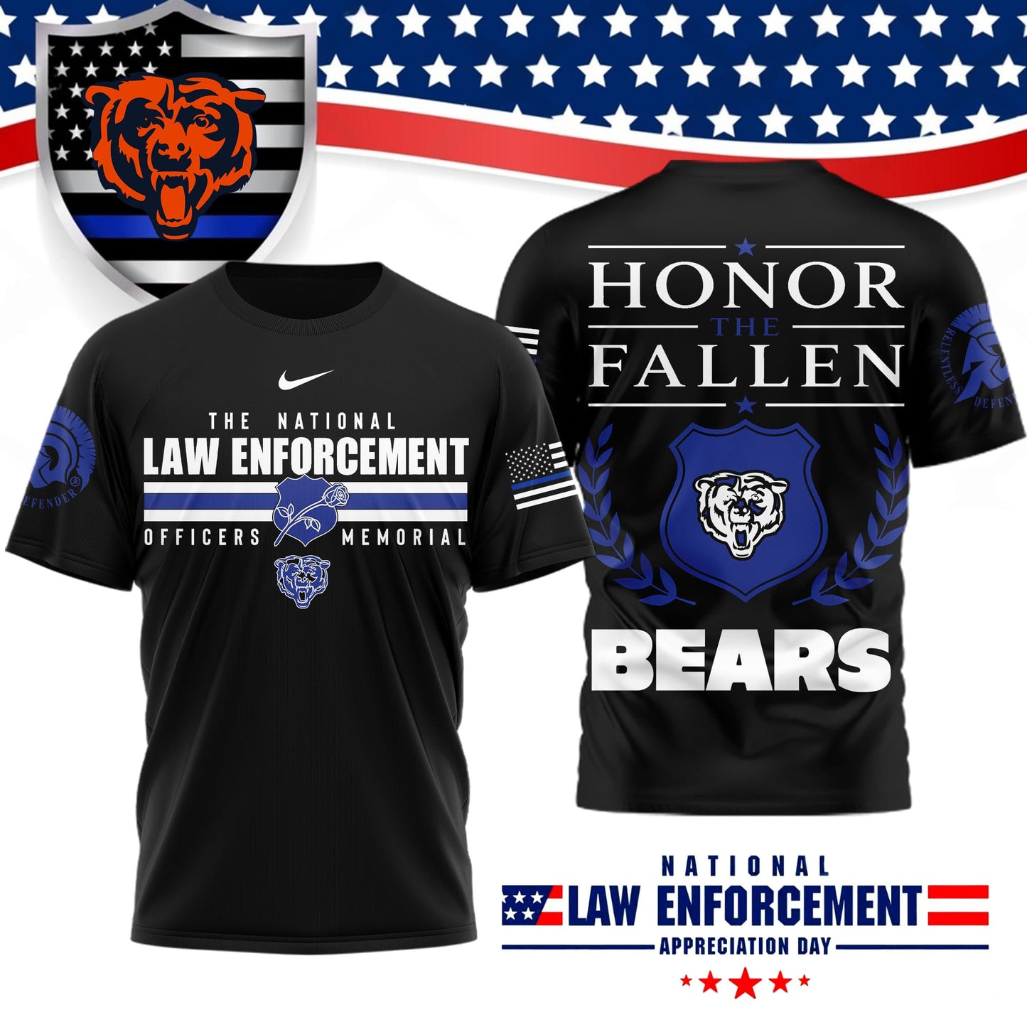 Premium NFL X CHI The National Law Enforcement 3D Shirt NDT LVH 050626