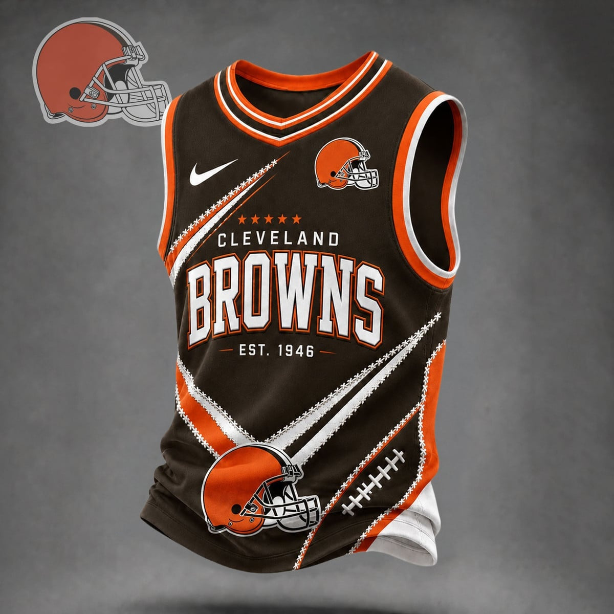 Premium NFL X CLE Game Day V-neck Tank Top Shirt NDT NHM 030626