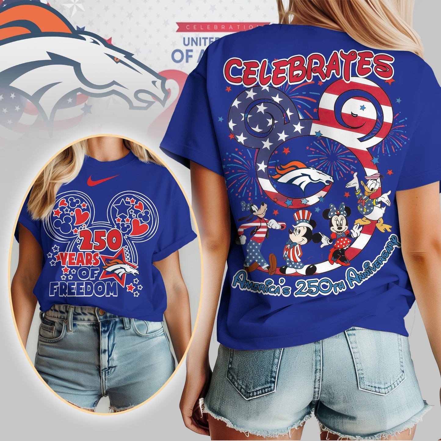 Premium NFL X DB Mouse  Celebrates America 250th Anniversary Women Shirt NDT LVH
