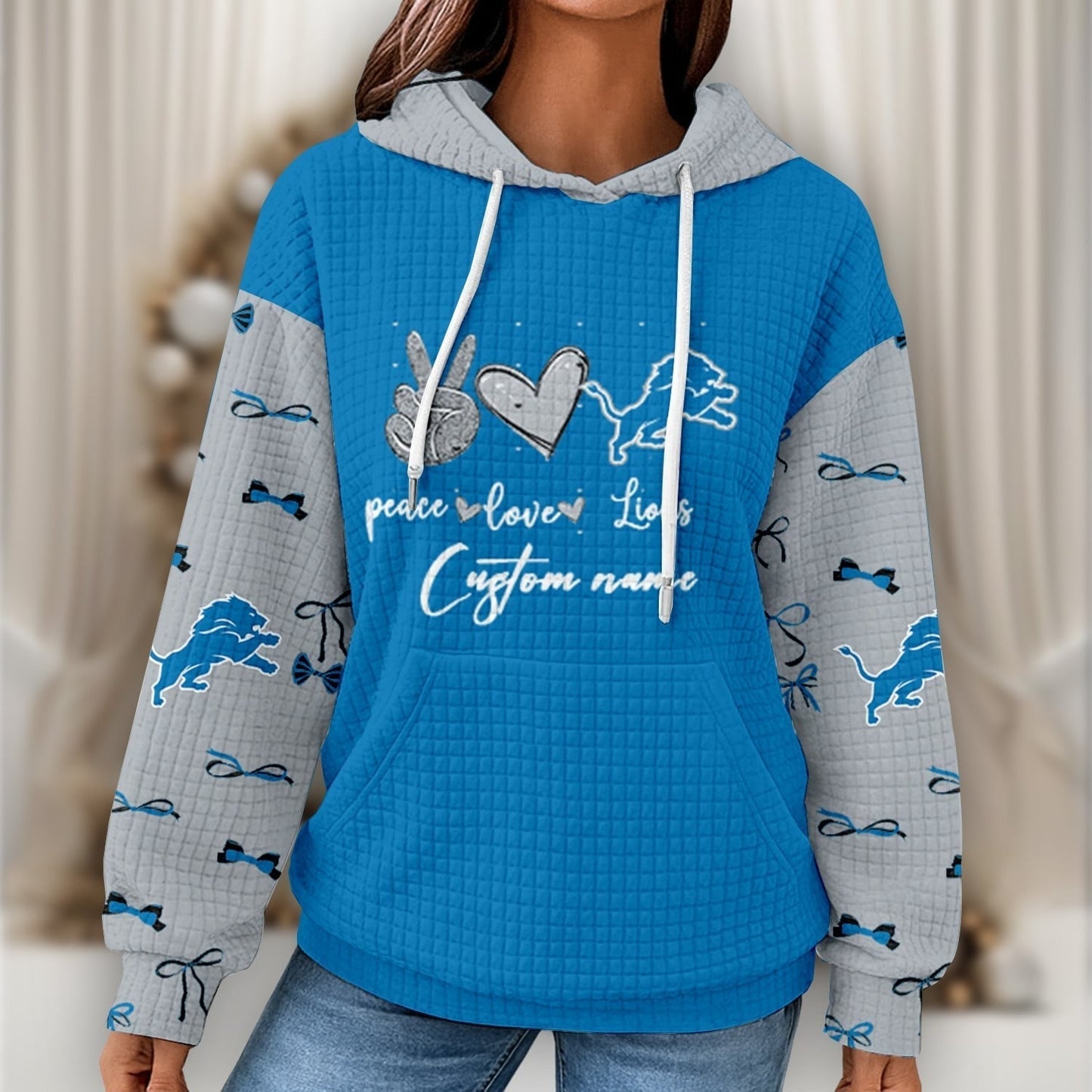 Premium NFL X DET Women's Waffle Hoodie NDT NHM