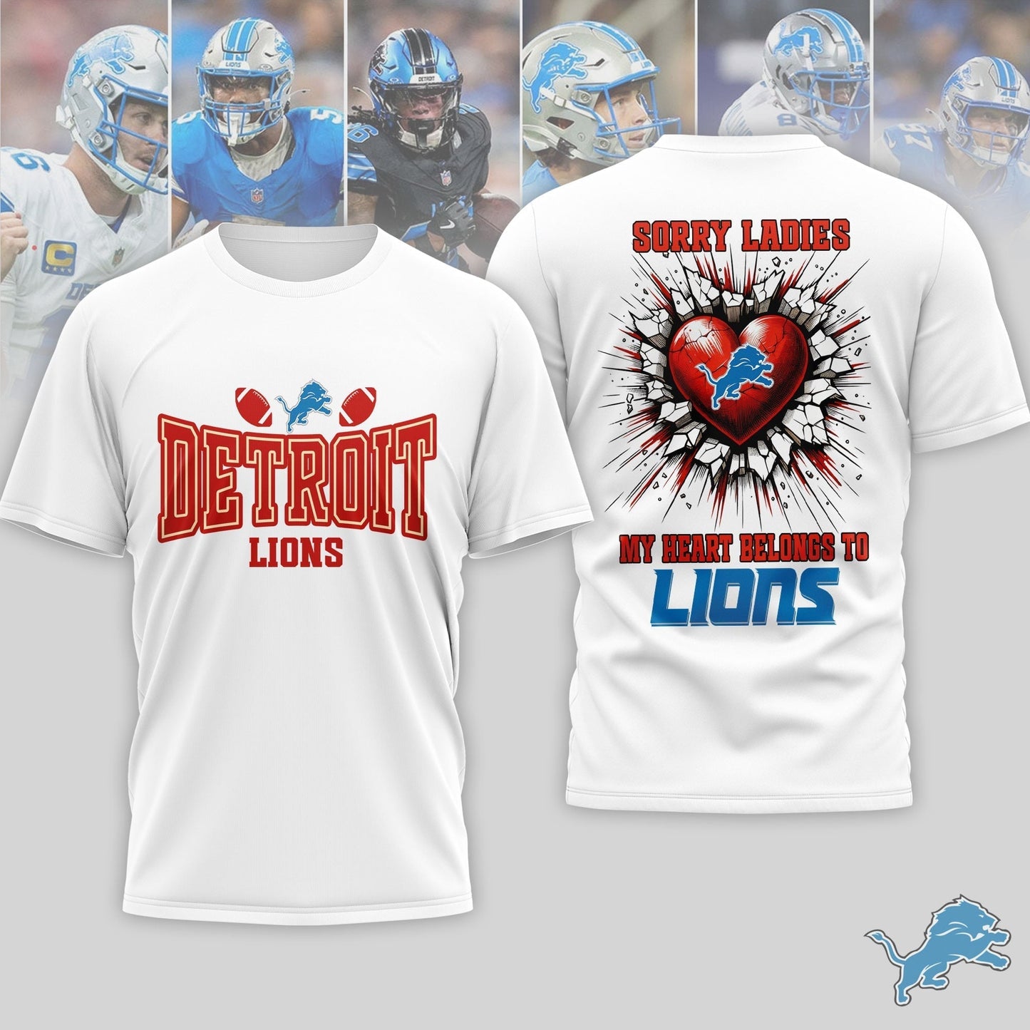 Premium NFL X Detroit Lions Valentine's Day 3D Shirt NDT LVH
