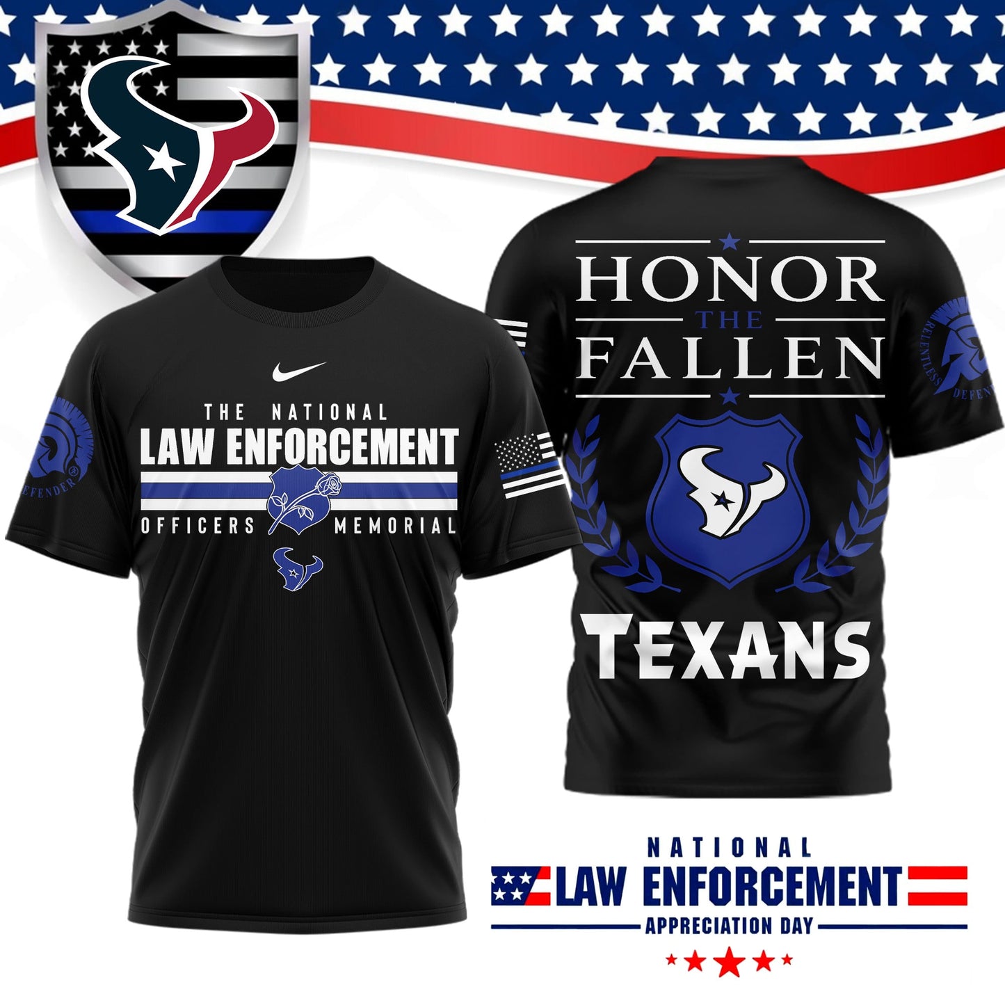 Premium NFL X HOU The National Law Enforcement 3D Shirt NDT LVH 050626