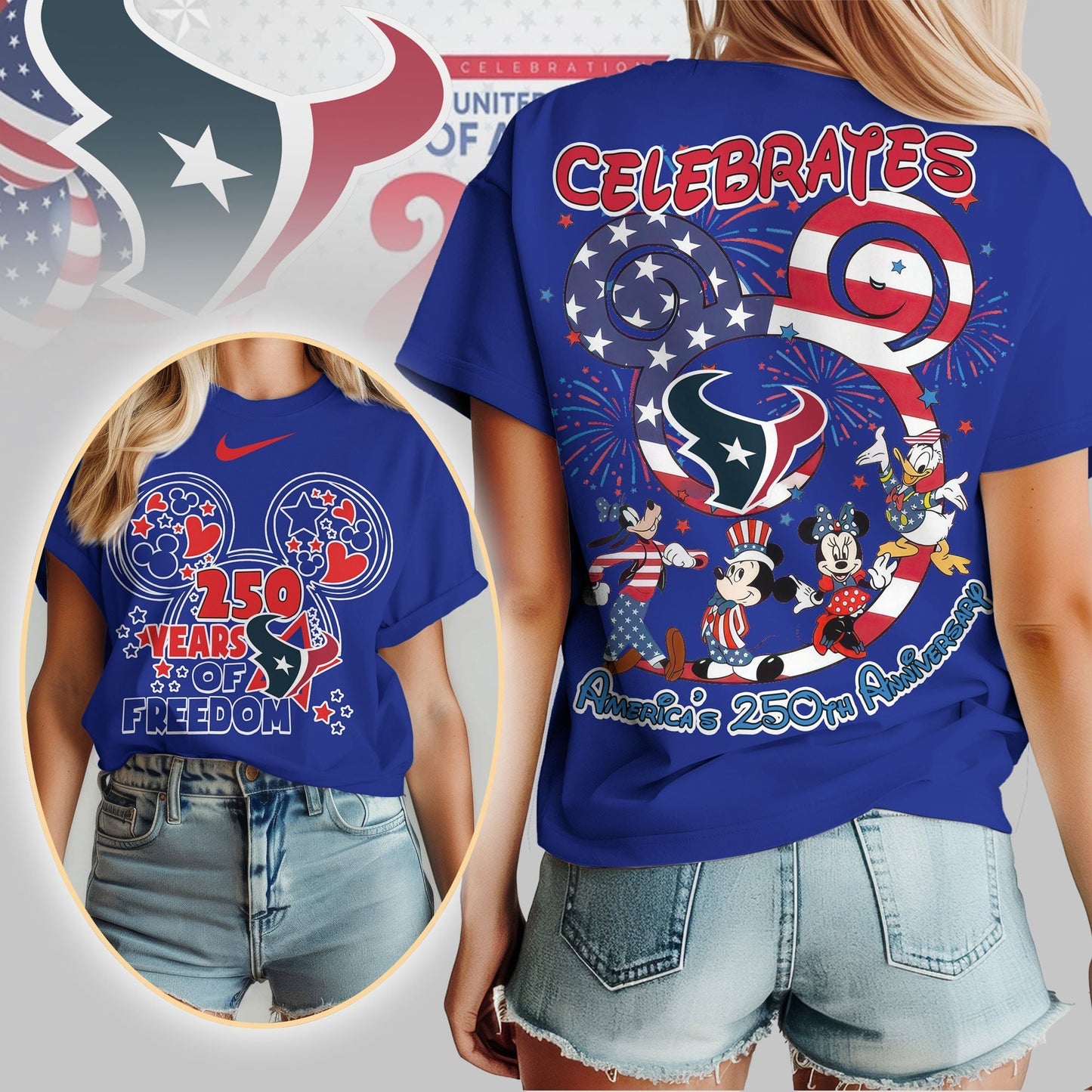 Premium NFL X HT Mouse  Celebrates America 250th Anniversary Women Shirt NDT LVH