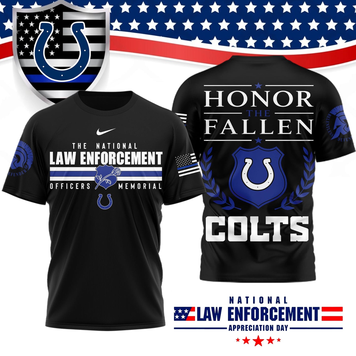 Premium NFL X IND The National Law Enforcement 3D Shirt NDT LVH 050626