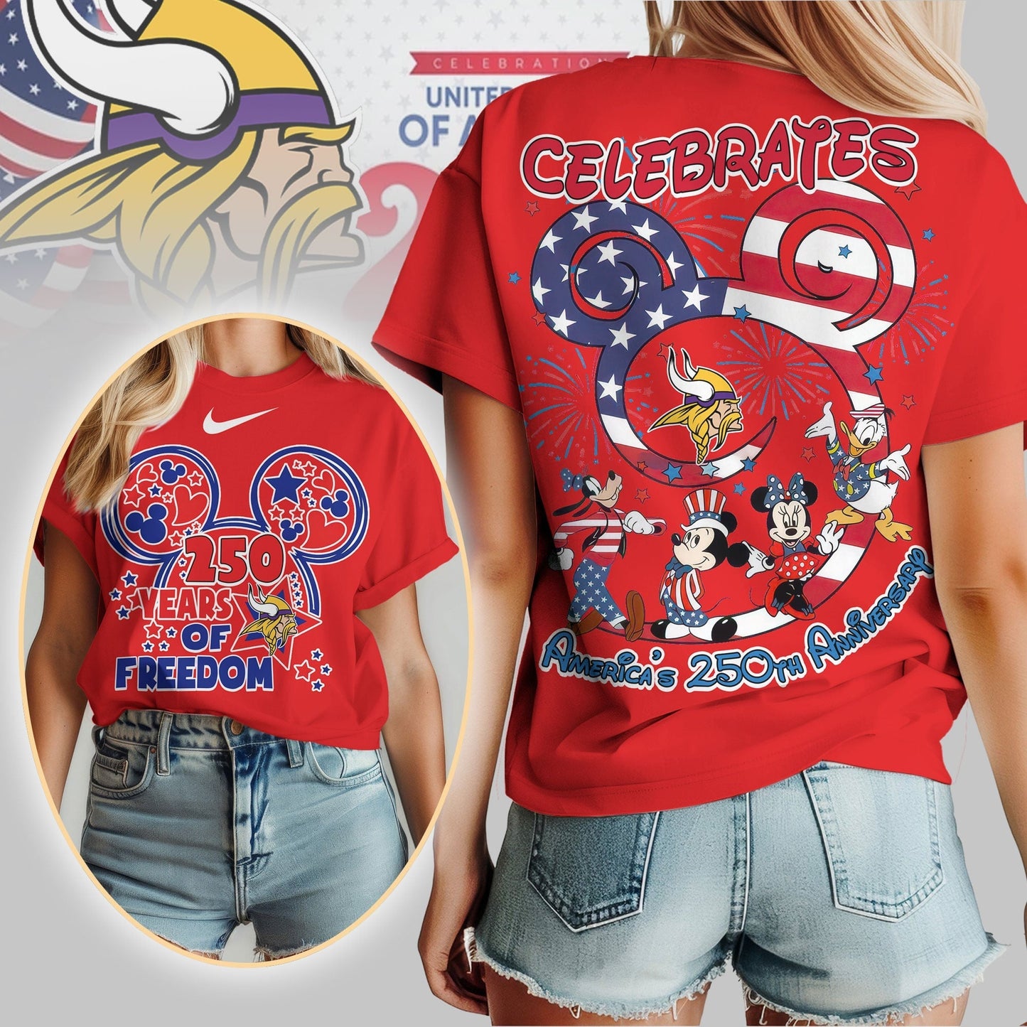Premium NFL X MV Mouse  Celebrates America 250th Anniversary Women Shirt NDT LVH