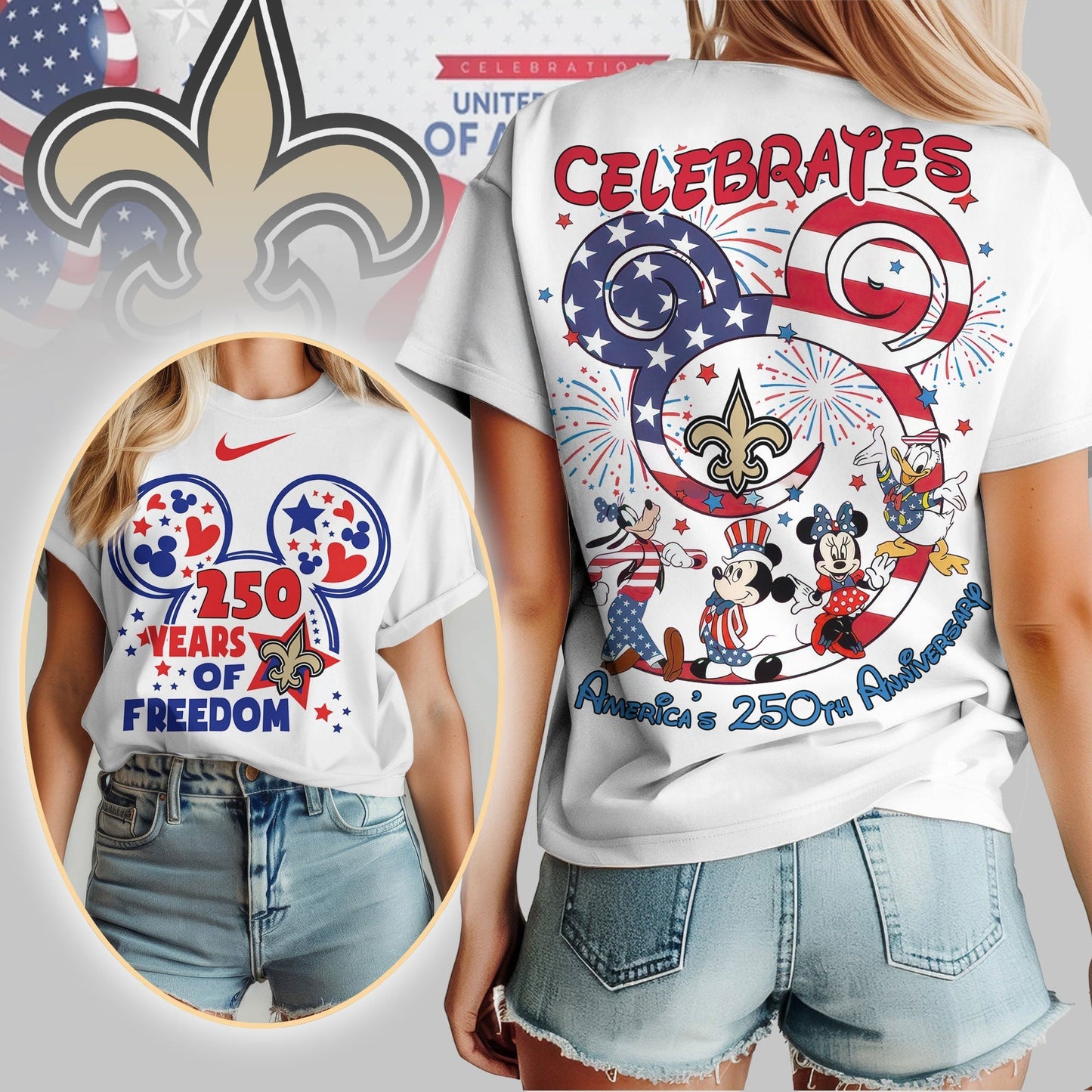 Premium NFL X NOS Mouse  Celebrates America 250th Anniversary Women Shirt NDT LVH