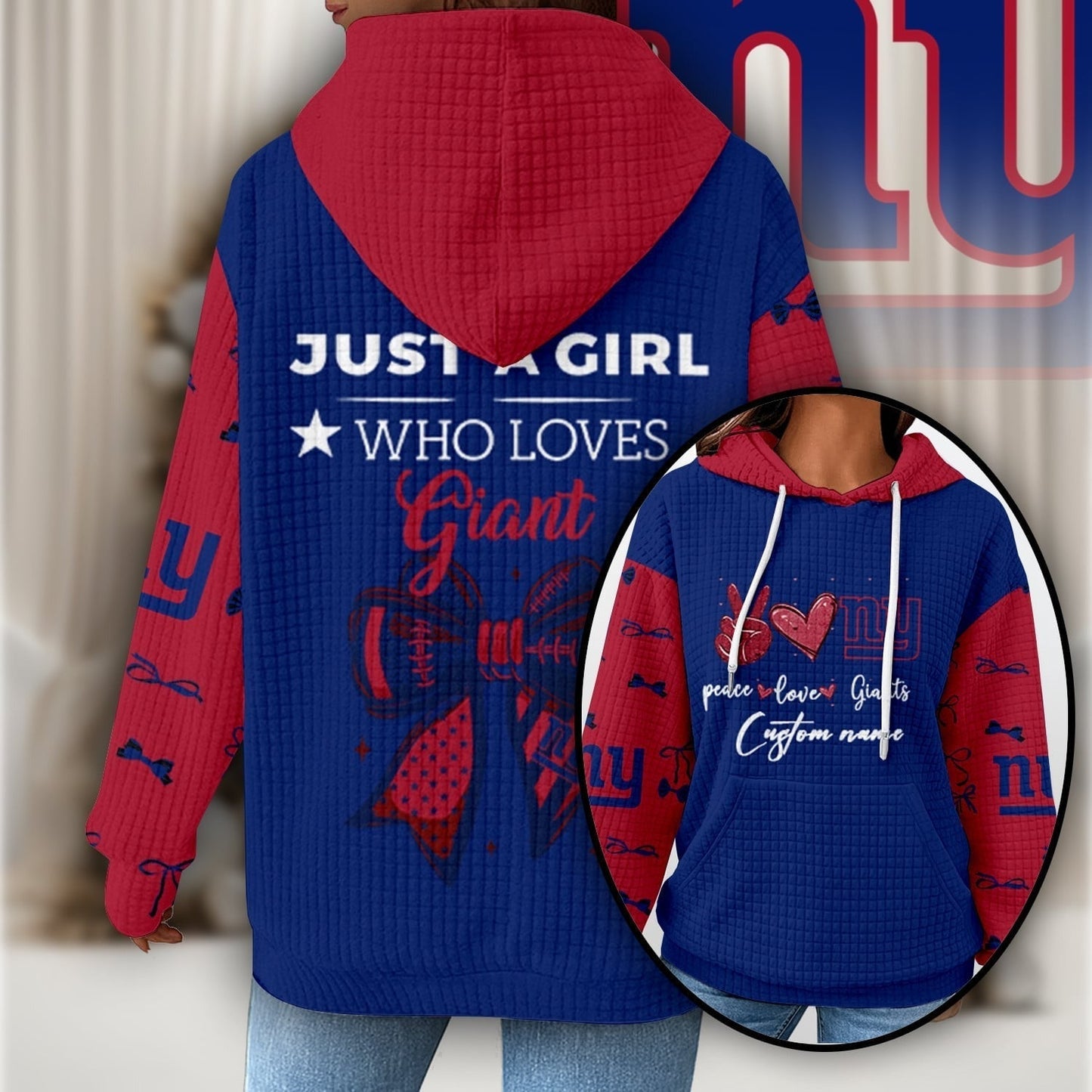 Premium NFL X NYG Women's Waffle Hoodie NDT NHM