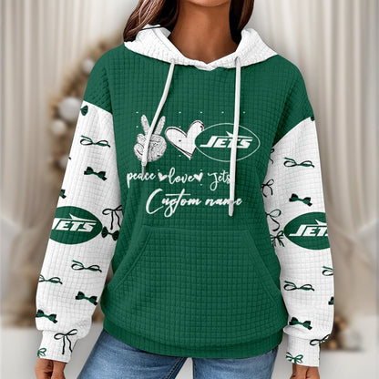 Premium NFL X NYJ Women's Waffle Hoodie NDT NHM