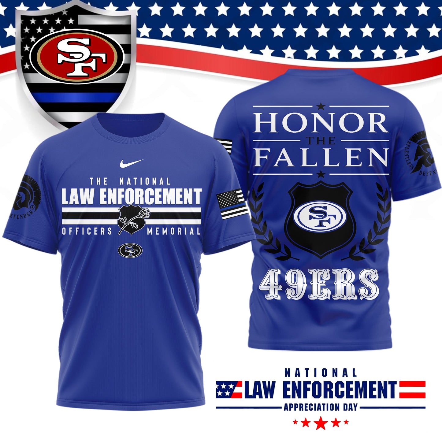 Premium NFL X SF The National Law Enforcement 3D Shirt NDT LVH 050626