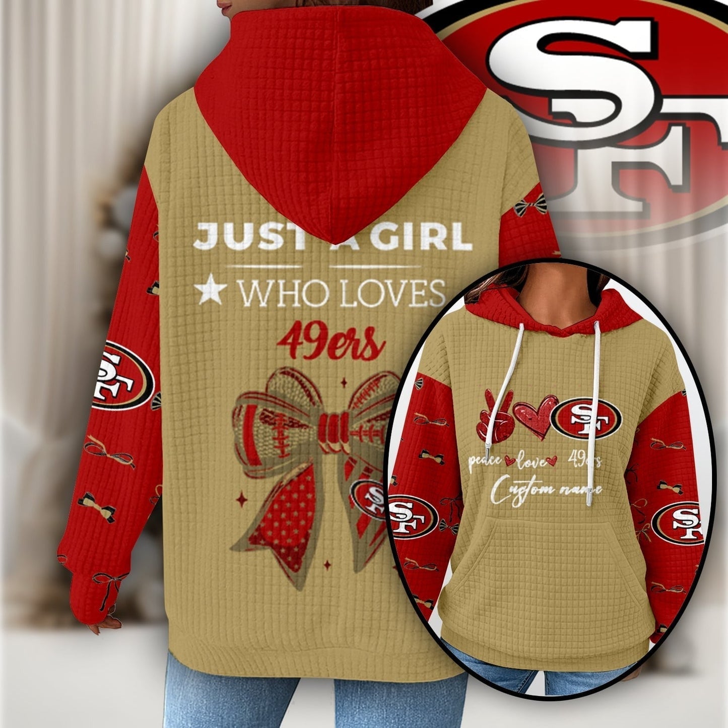 Premium NFL X SF Women's Waffle Hoodie NDT NHM