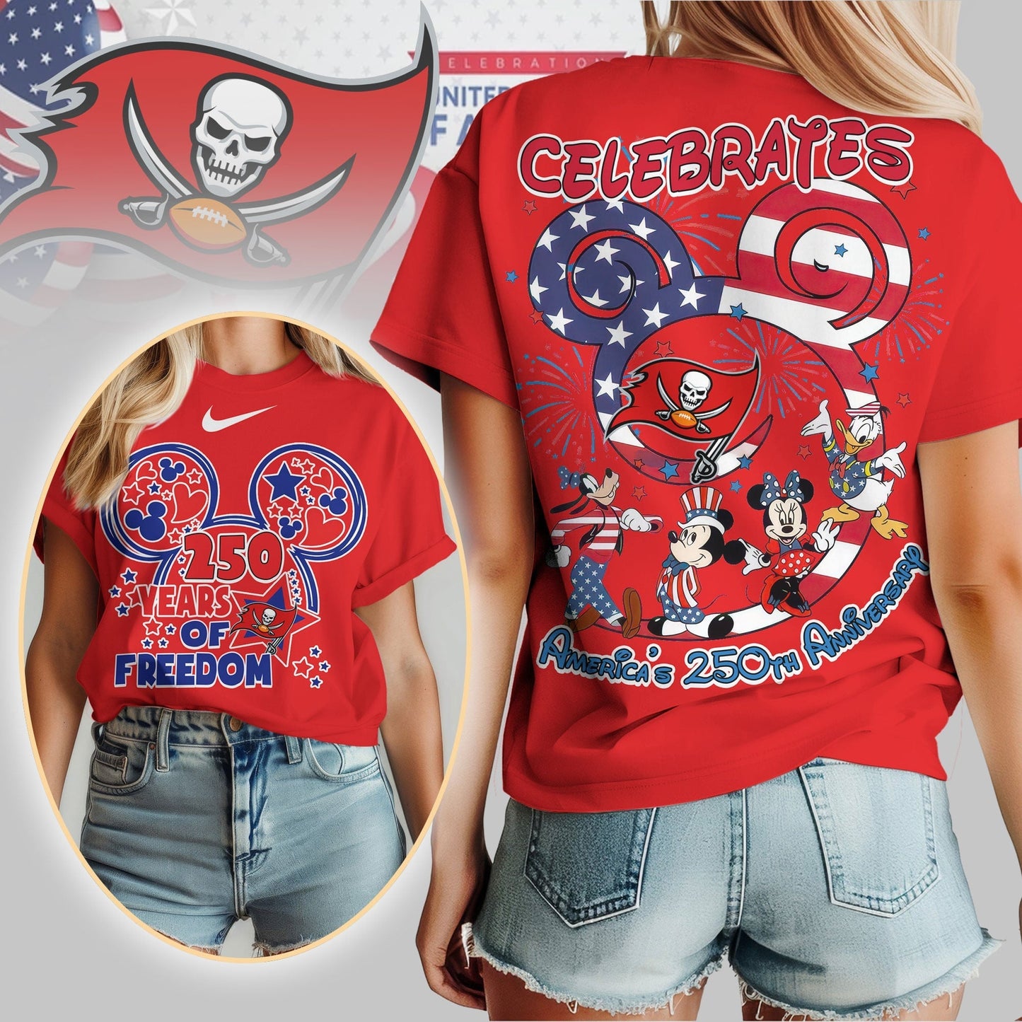 Premium NFL X TBB Mouse  Celebrates America 250th Anniversary Women Shirt NDT LVH