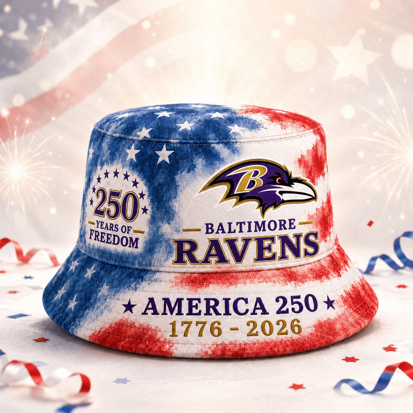 Premium NFL x BAL 250 Years Of Freedom Bucket Hat 120626