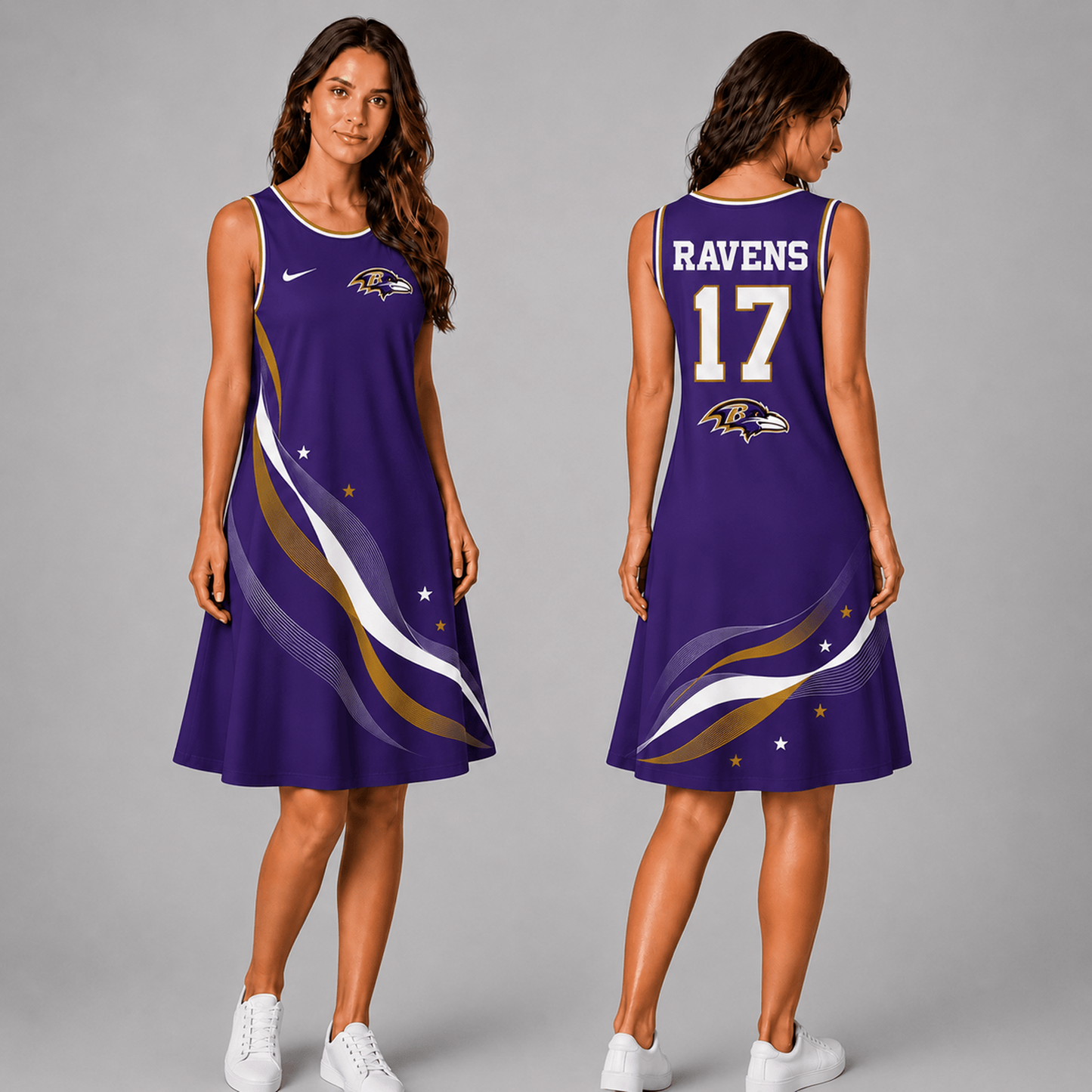 Premium NFL x BAL Style Custom Sleeveless Dress Personalized Name Number 180626