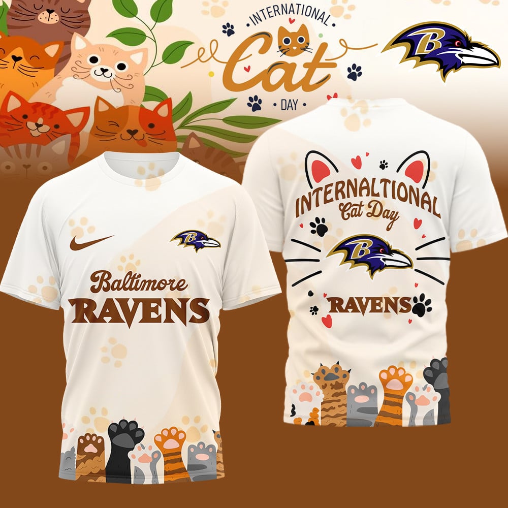 Premium NFL x Baltimore Ravens International Cat Day 3D Shirt NDT LVH