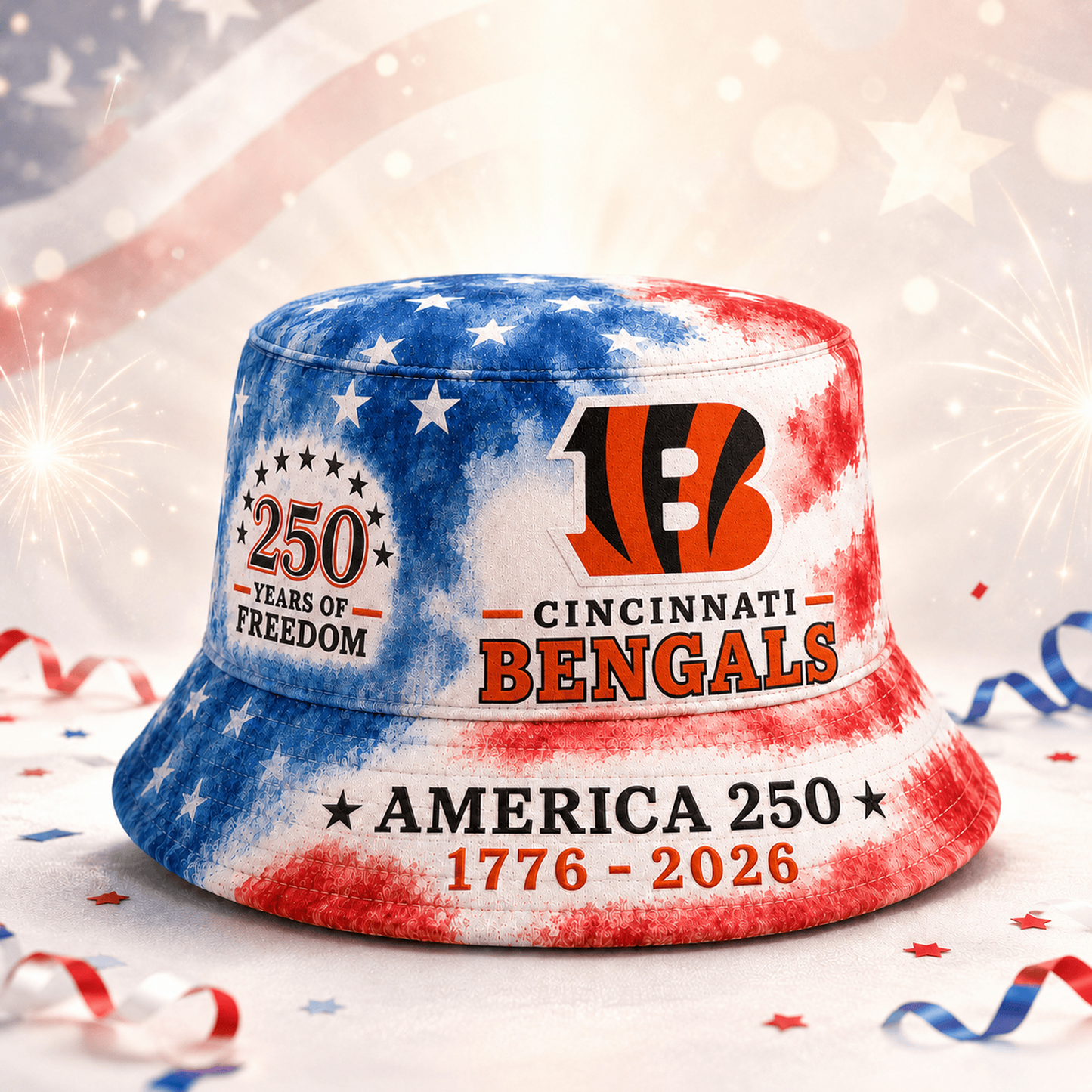 Premium NFL x CIN 250 Years Of Freedom Bucket Hat 120626