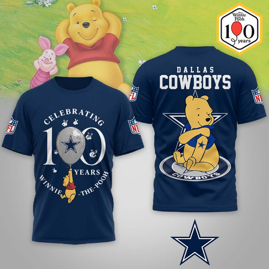 Premium NFL x DAL Winnie The Pooh 100th Anniversary 3D Shirt DATND TANTD