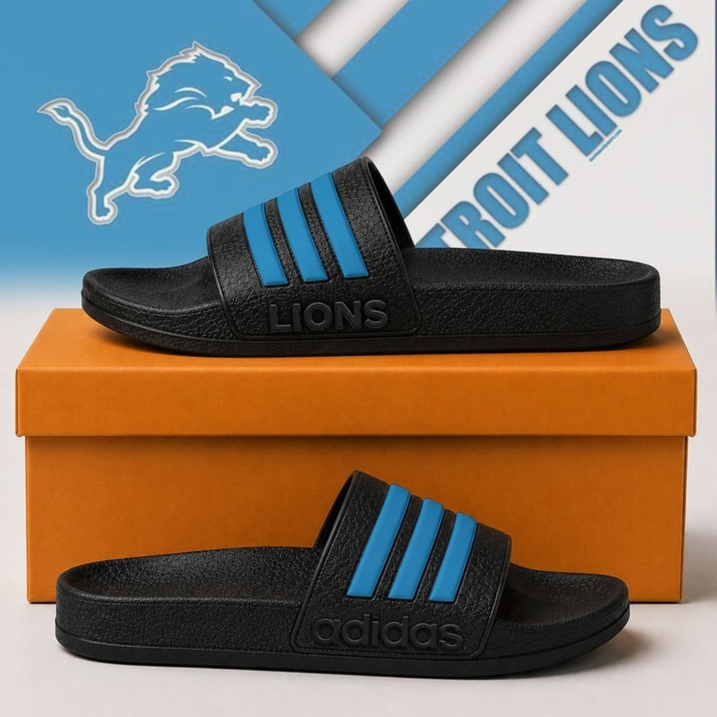Premium NFL x DET Adidas Slide Slippers NDT NHM 040626