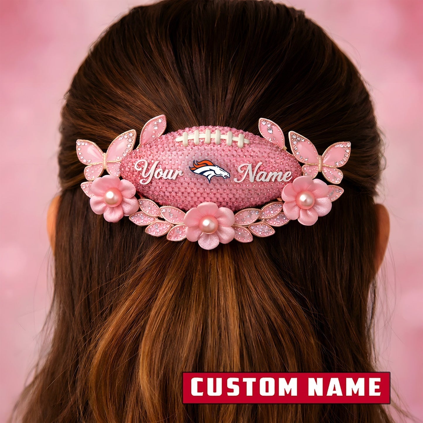 Premium NFL x Denver Broncos Personalized Women's Hair Pin - Valentine Edition NDT LVH