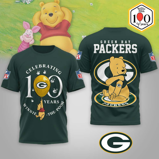 Premium NFL x GB Winnie The Pooh 100th Anniversary 3D Shirt DATND TANTD