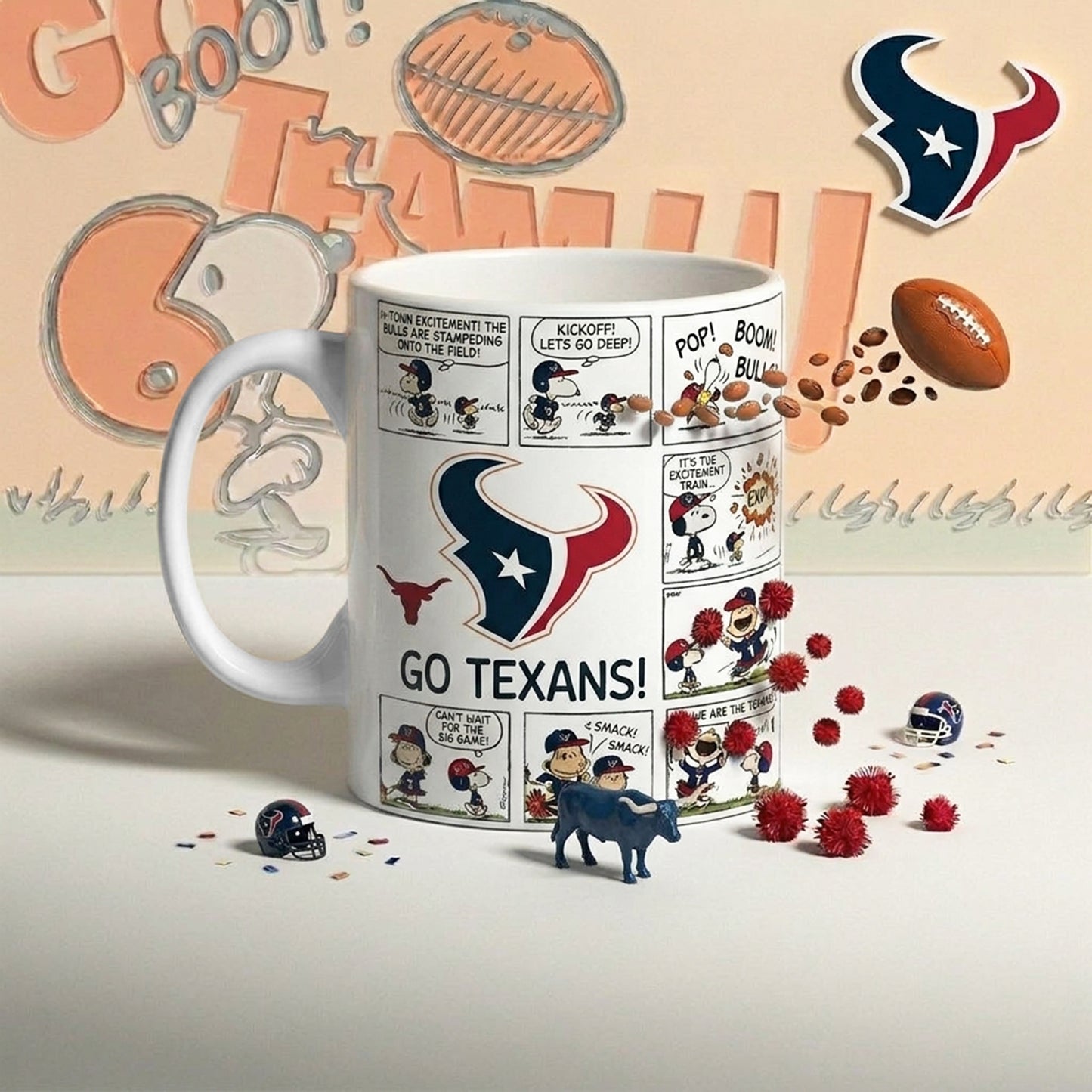 Premium NFL x HOU Peanuts Comic Mug NDT NHM 210426