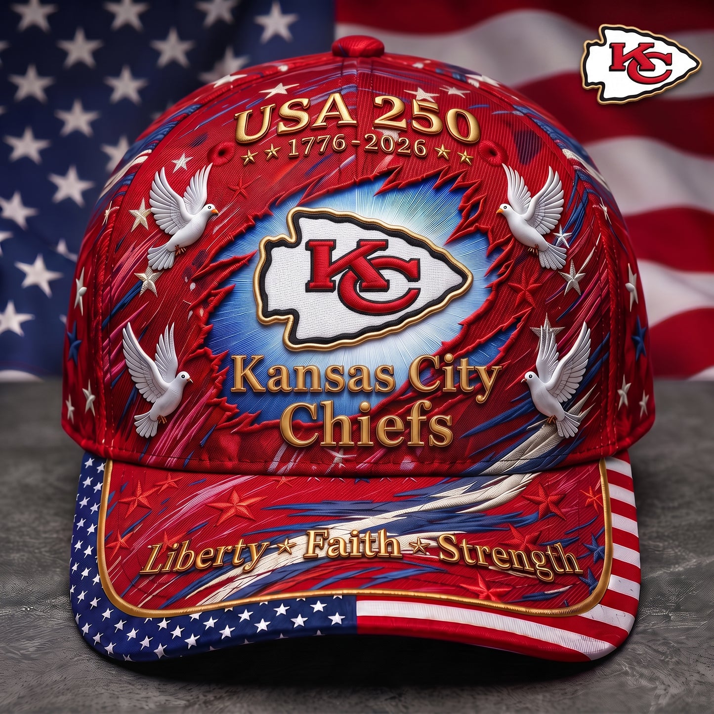 Premium NFL x KC 250 Years Anniversary Of Freedom Cap V4  260626