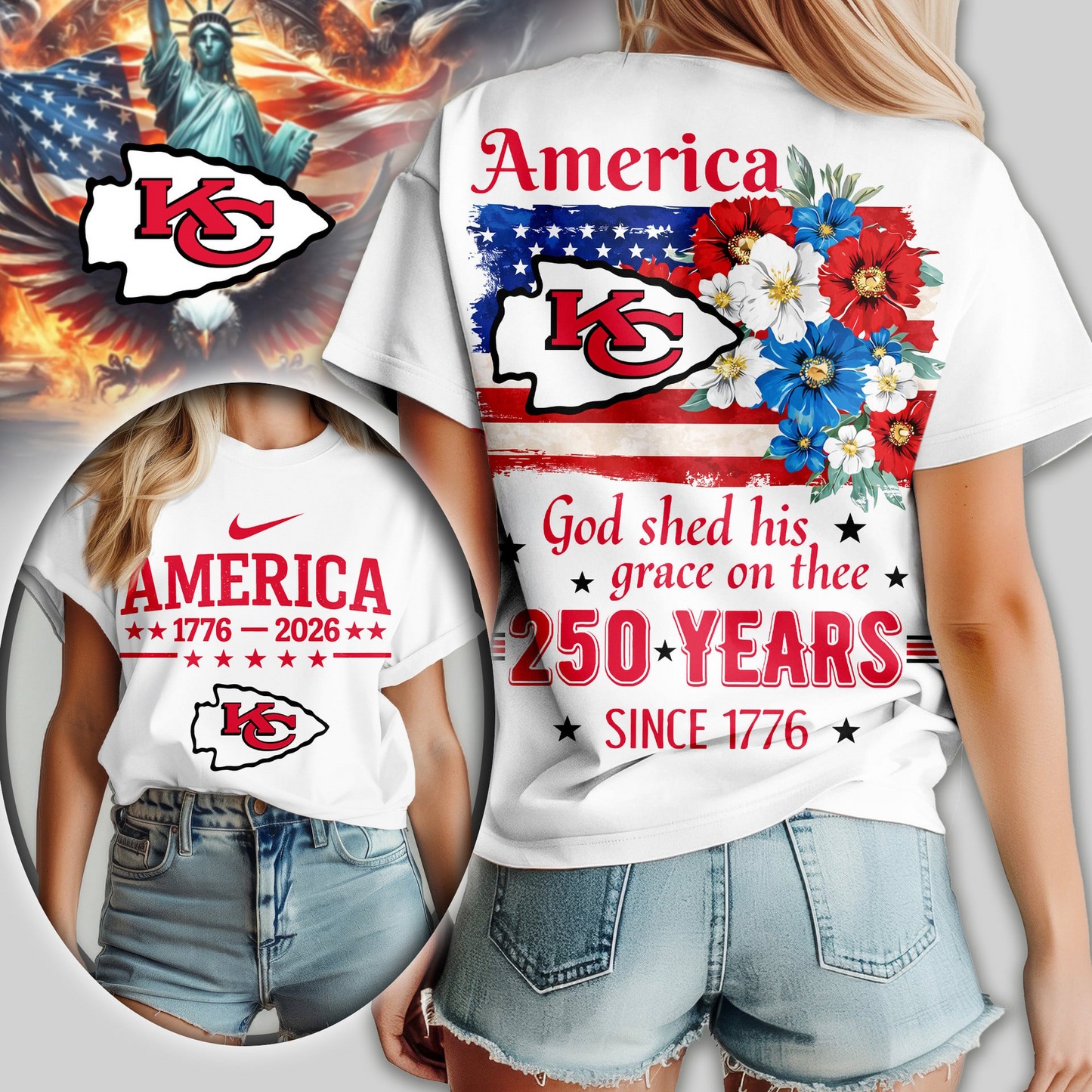 Premium NFL x KCC America God Shed His Grace On Thee Women Shirt NDT VHM