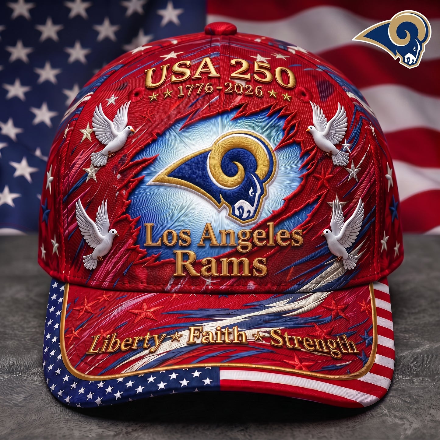Premium NFL x LAR 250 Years Anniversary Of Freedom Cap V4  260626