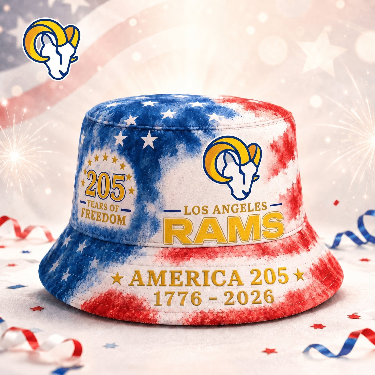 Premium NFL x LAR 250 Years Of Freedom Bucket Hat 120625