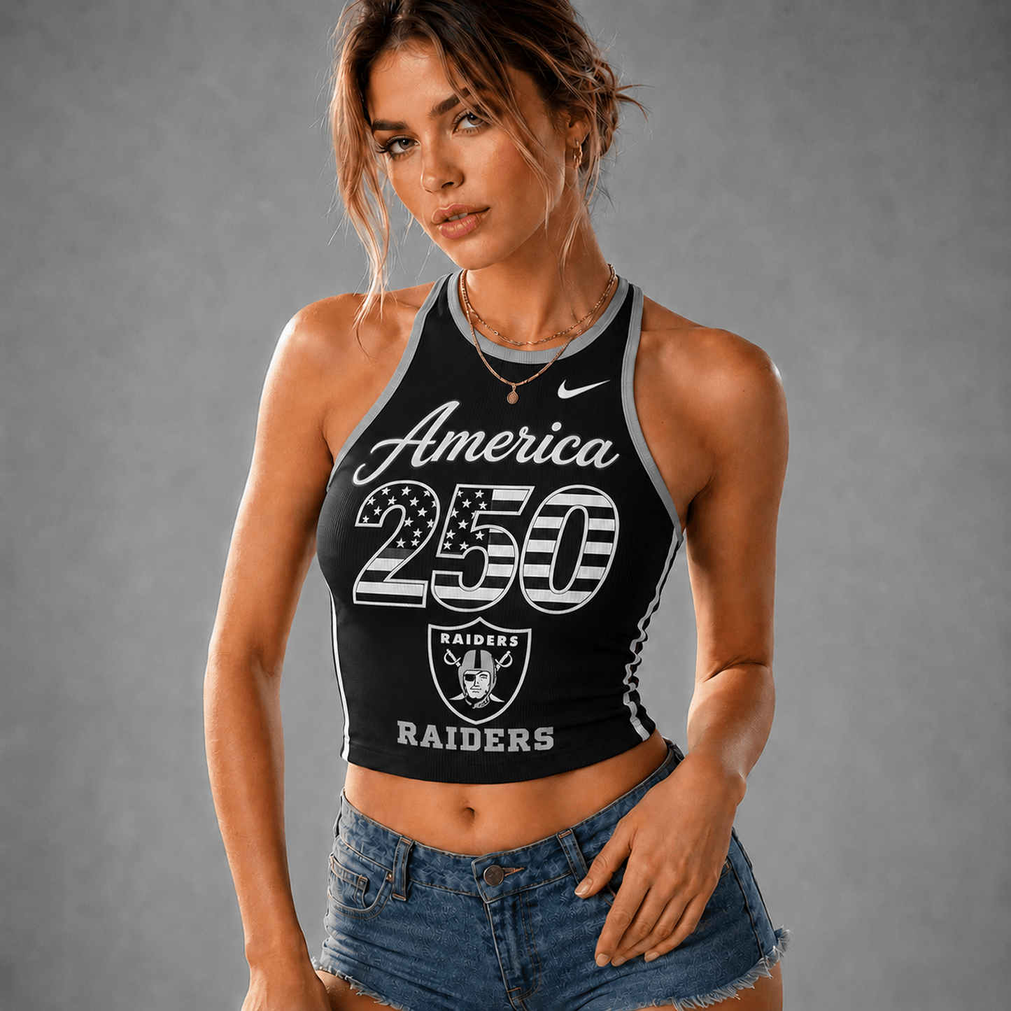Premium NFL x LVR 250 America Women's Crop Tank Top Casual Summer Fashion 120626