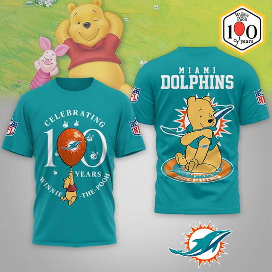 Premium NFL x MIA Winnie The Pooh 100th Anniversary 3D Shirt DATND TANTD