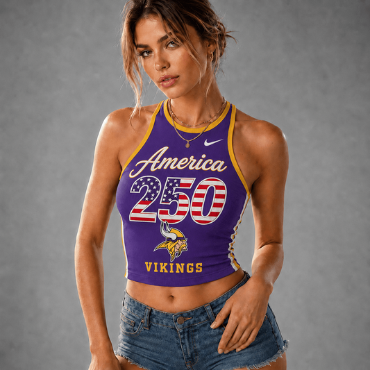 Premium NFL x MIN 250 America Women's Crop Tank Top Casual Summer Fashion 120626