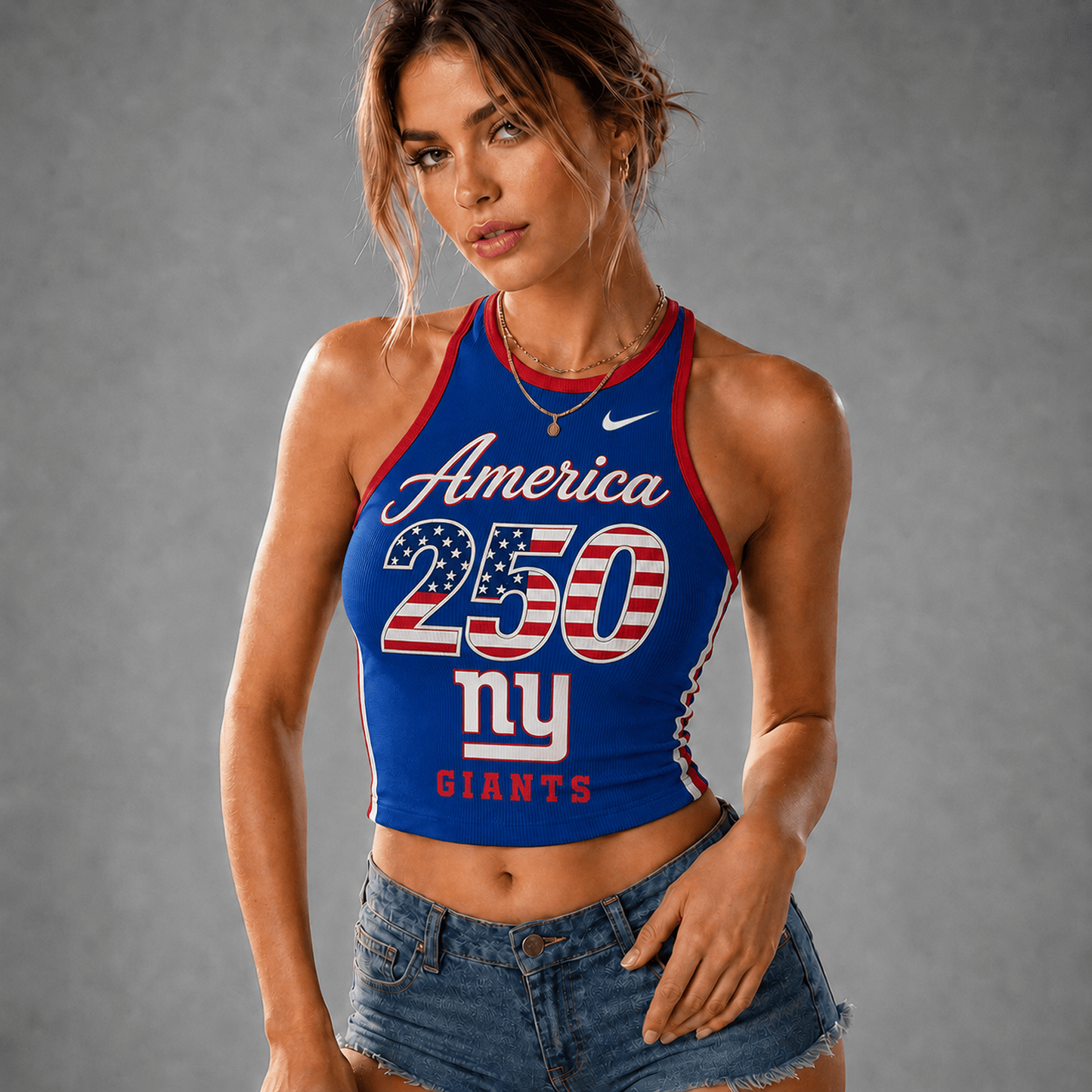 Premium NFL x NYG 250 America Women's Crop Tank Top Casual Summer Fashion 120626