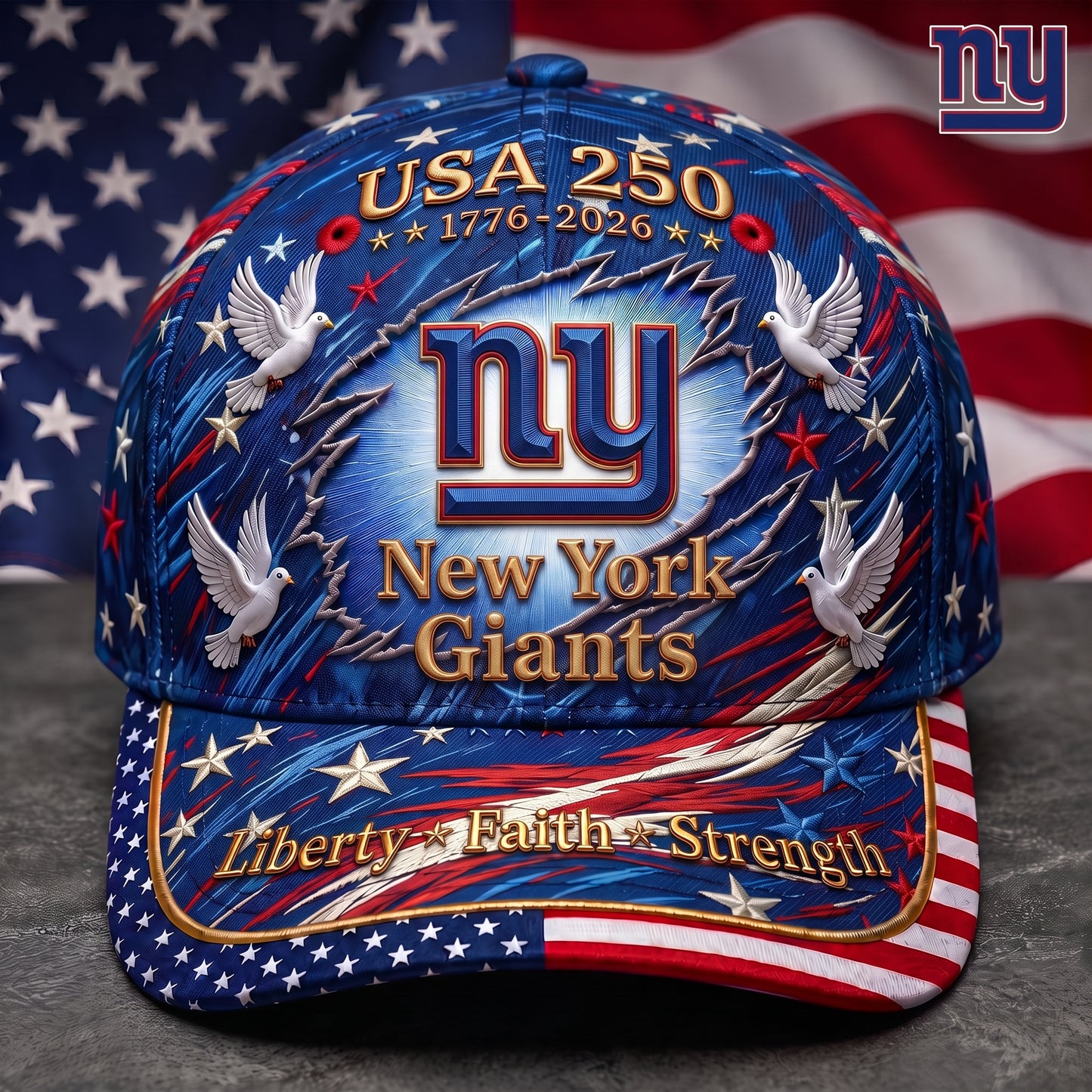 Premium NFL x NYG 250 Years Anniversary Of Freedom Cap V4  260626