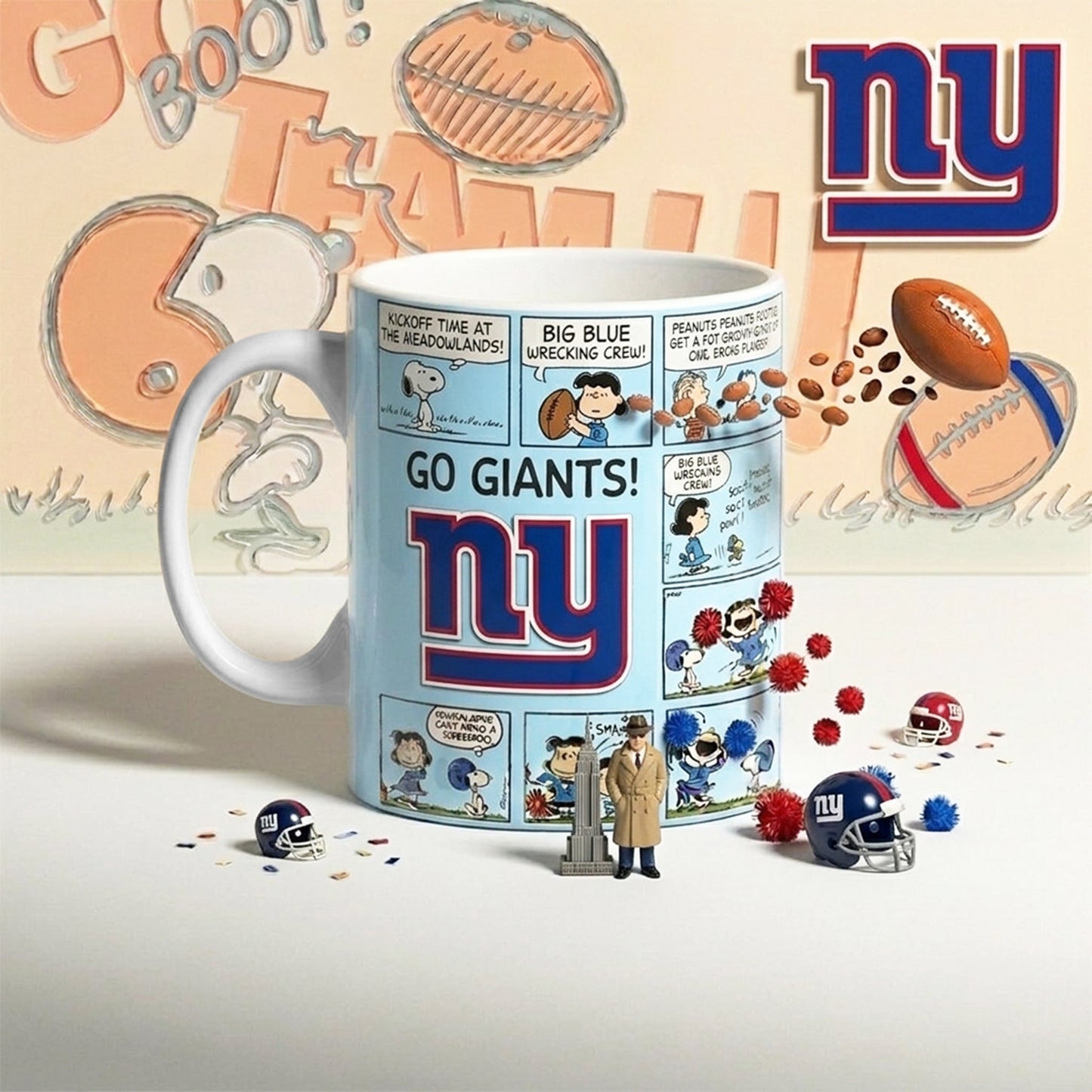 Premium NFL x NYG Peanuts Comic Mug NDT NHM 210426