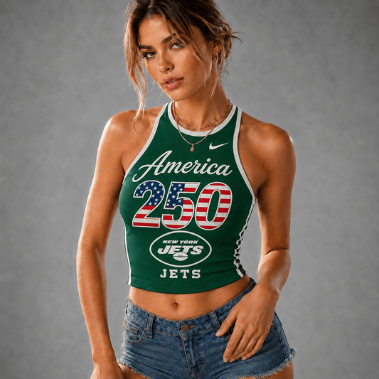 Premium NFL x NYJ 250 America Women's Crop Tank Top Casual Summer Fashion 120626