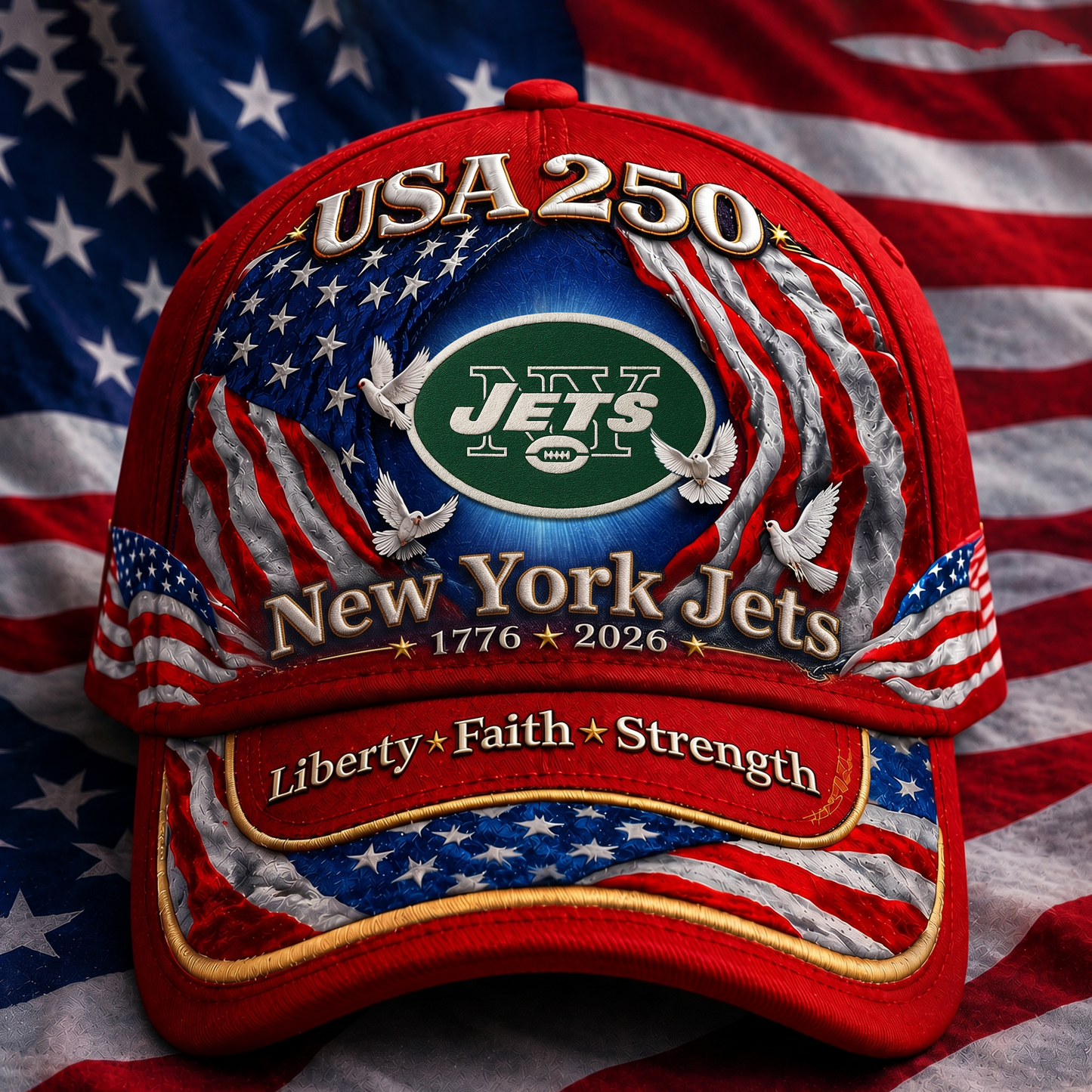 Premium NFL x NYJ 250 Years  Anniversary Of Freedom  Cap 220626