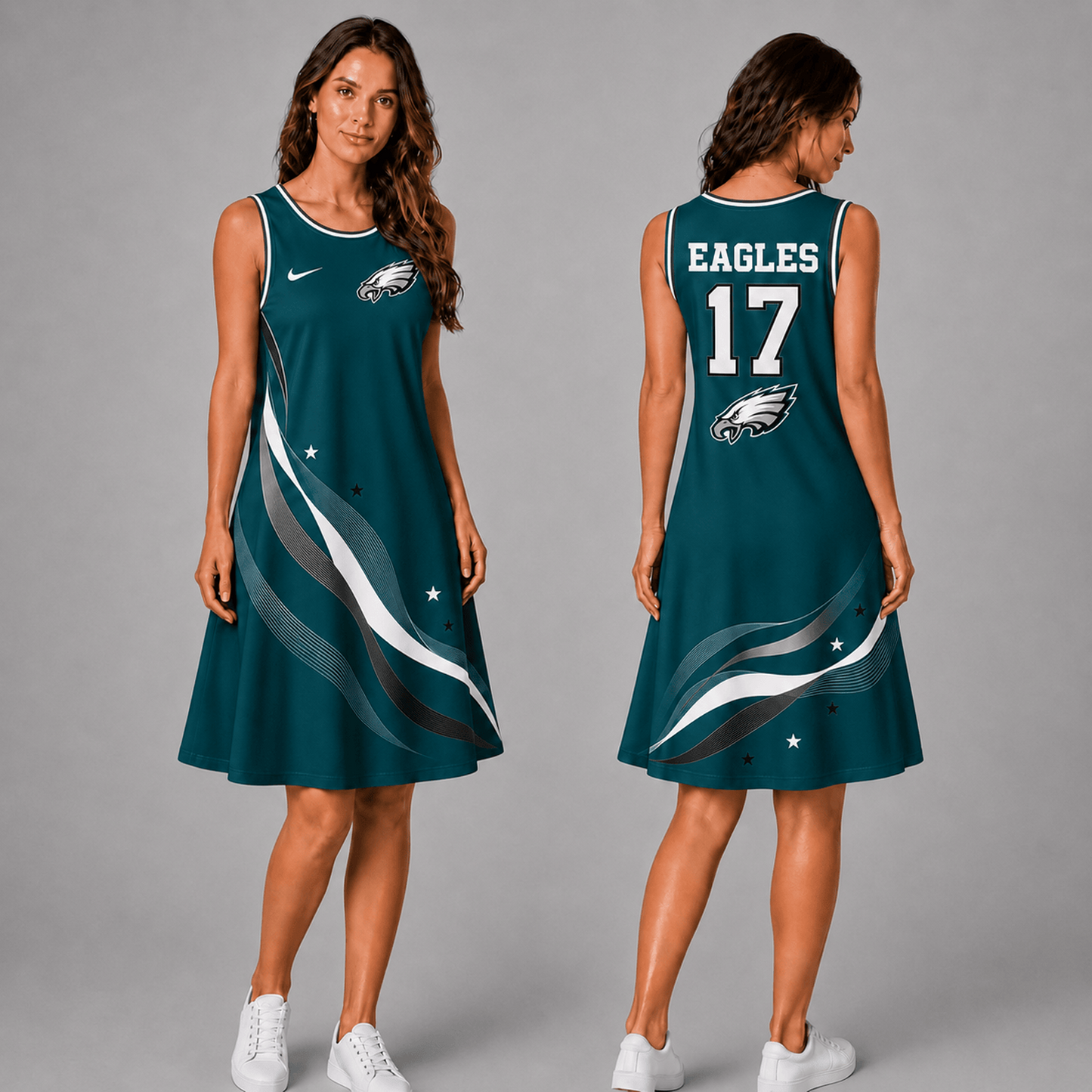 Premium NFL x PHI Style Custom Sleeveless Dress Personalized Name Number 180626