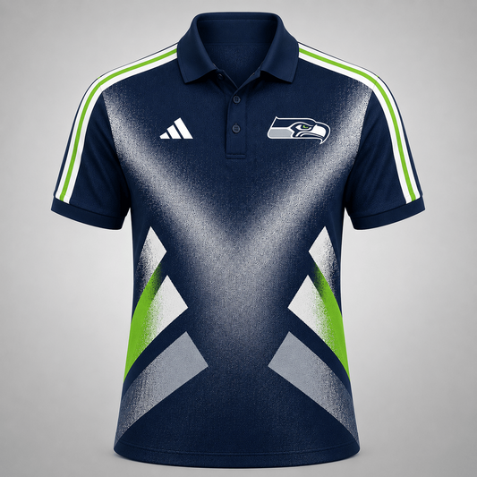 Premium NFL x SEA Sports Fan Geometric Pattern Polo Shirt 270626