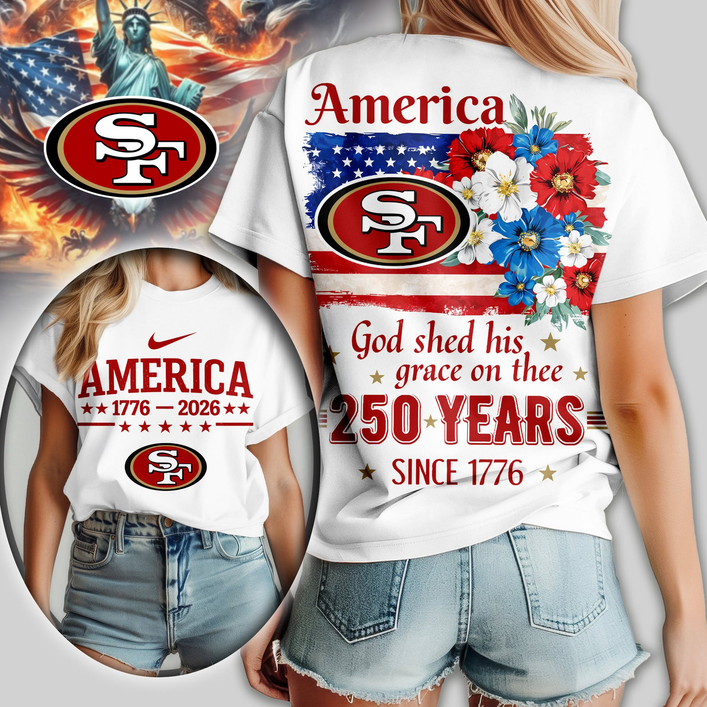 Premium NFL x SF America God Shed His Grace On Thee Women Shirt NDT VHM