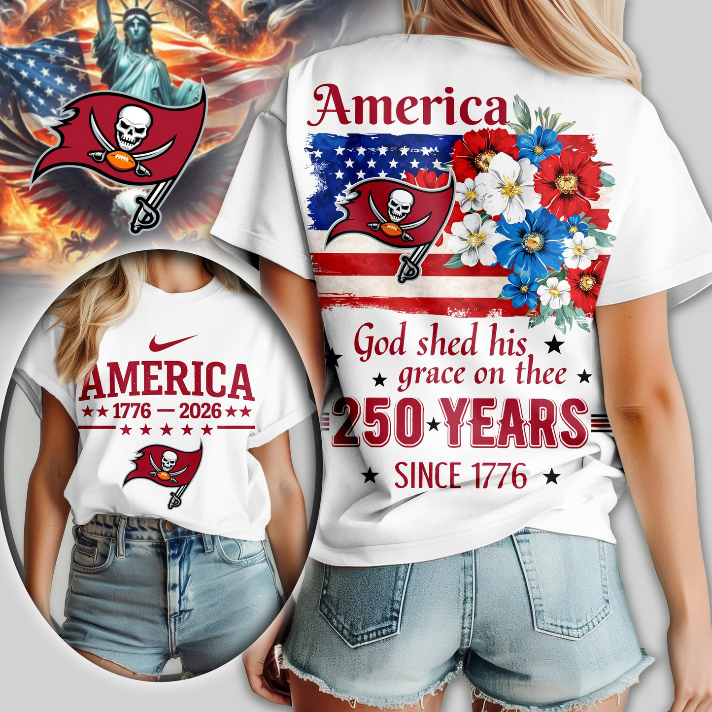 Premium NFL x TBB America God Shed His Grace On Thee Women Shirt NDT VHM