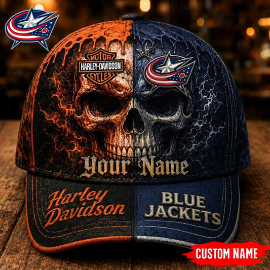 Premium NHL CBJ Harley Davidson Split Skull Classic Cap V38 NMD CTKT