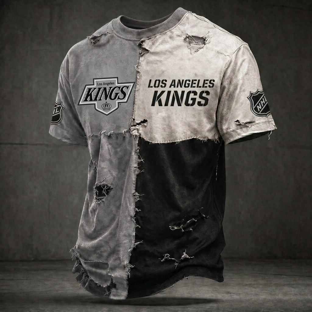 Premium NHL LAK Distressed Patchwork T-Shirt V4 NMD CTKT