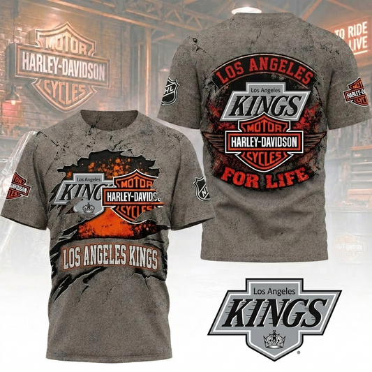Premium NHL LAK x Harley Davidson For Life T-shirt V5 NMD CTKT