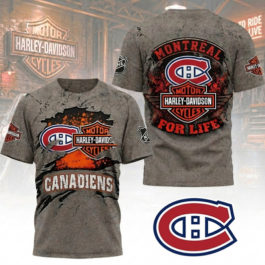 Premium NHL MC x Harley Davidson For Life T-shirt V5 NMD CTKT