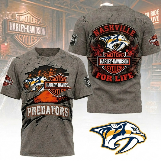 Premium NHL NP x Harley Davidson For Life T-shirt V5 NMD CTKT