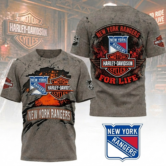 Premium NHL NYR x Harley Davidson For Life T-shirt V5 NMD CTKT