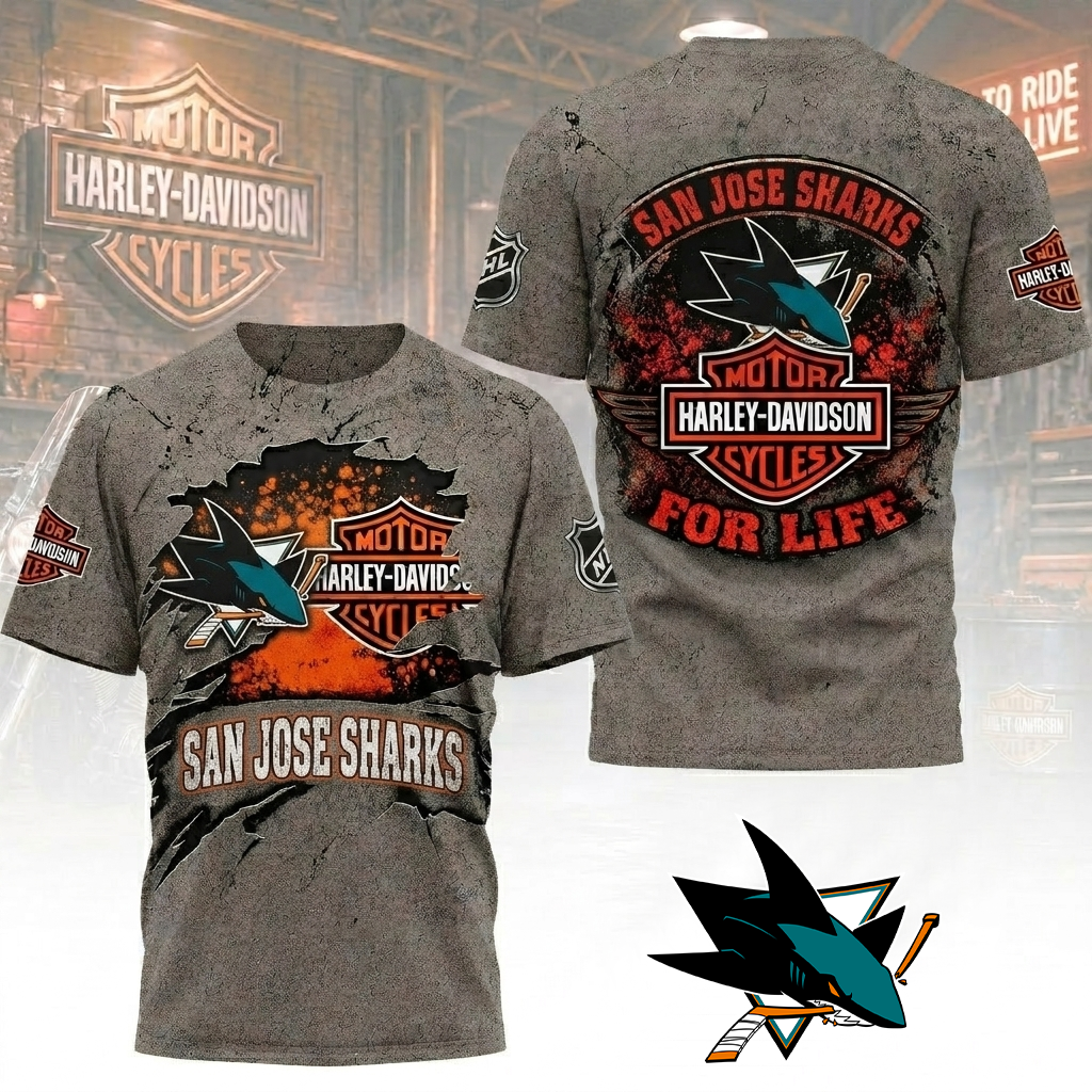 Premium NHL SJS x Harley Davidson For Life T-shirt V5 NMD CTKT